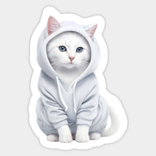 Cute cat wearing Hoodie Sticker